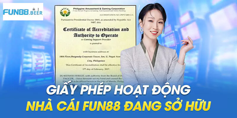 FUN88 sở hữu giấy phép hoạt động hợp pháp