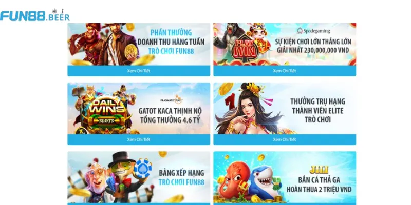 Chương trình hoàn trả tối thiểu 0,5% cho các game tại FUN88