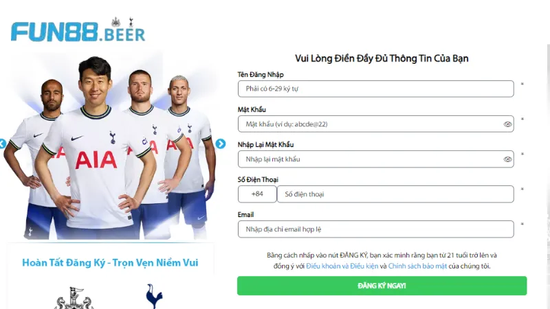 Đăng ký tài khoản nhanh chóng