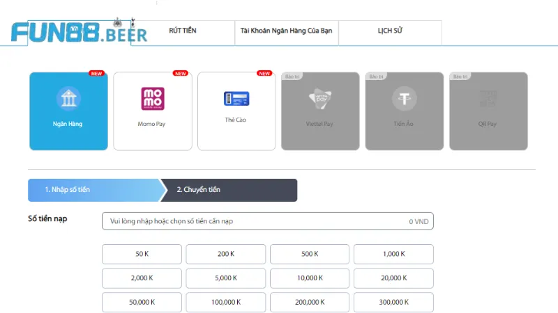 Phương thức thanh toán tại Fun88
